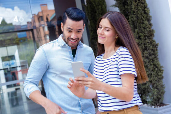 Business people discussing something about their work outside the office